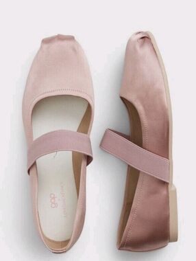 LoveShackFancy x GAP Satin Ballet Flats Blush Pink Mary Jane Slipper EUC Size 10